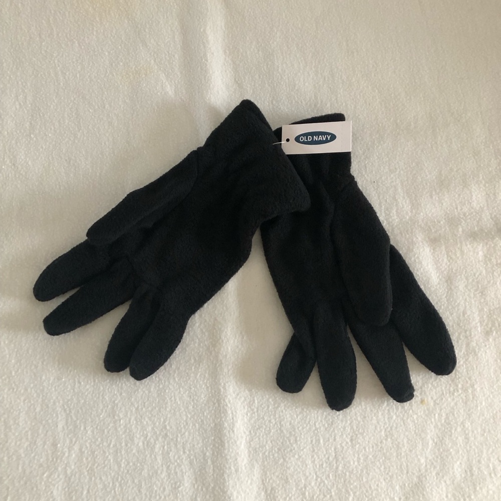 Unisex kids black lightweight fleece gloves